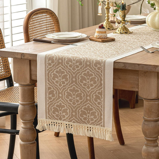 Table Runners 119 Inches,Waterproof Boho Table Runner with Tassel Fringe,Table Runner for Party Coffee Table