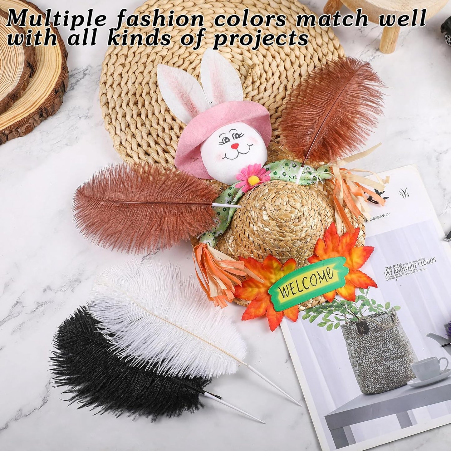 SOGUGOM Brown Craft Ostrich Feathers - 30PCS 6-8 inch Mini Ostrich Feathers Kit for Centerpieces, Kindergarten Crafts, Dream Catchers and Hats(Brown)