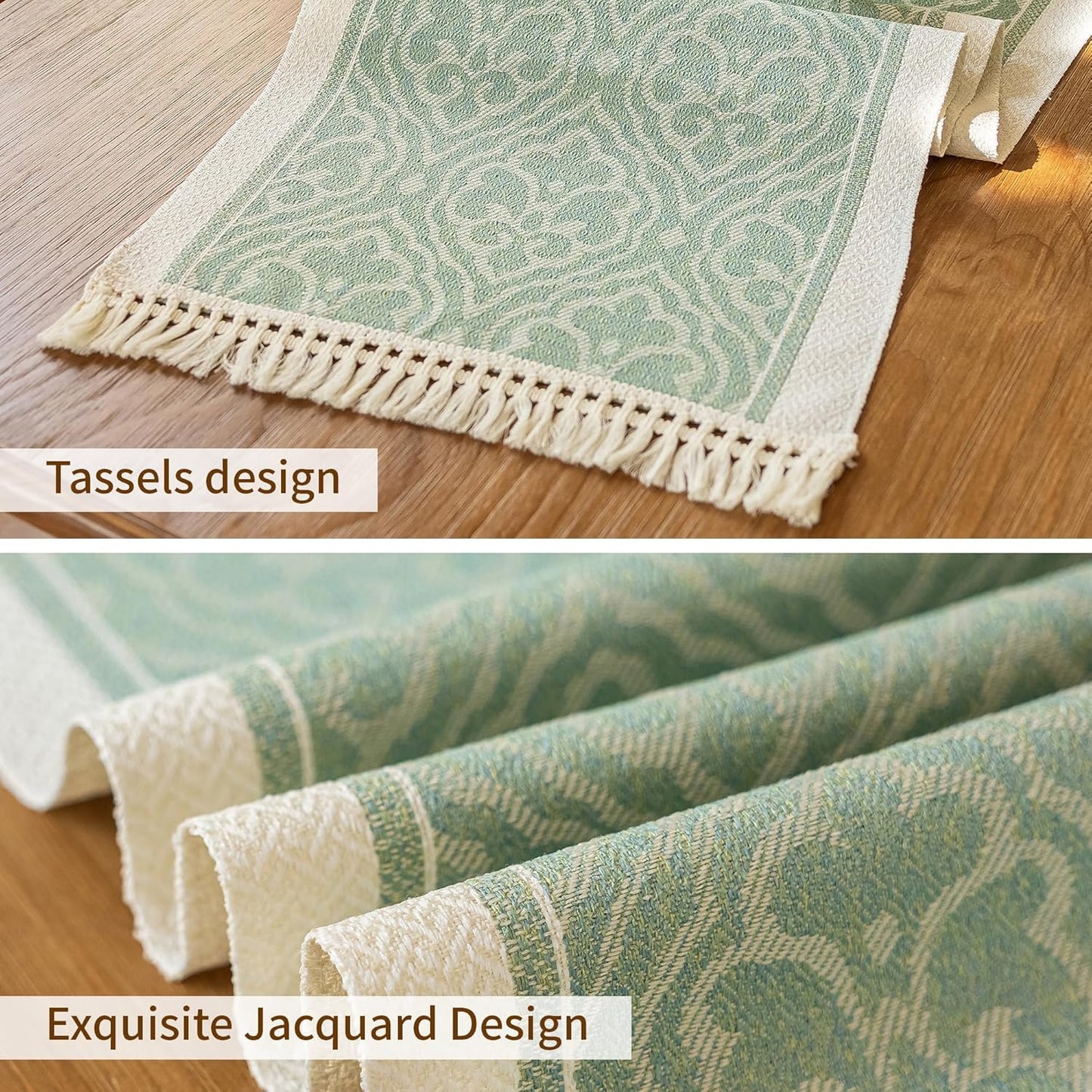 Table Runners 138 Inches,Waterproof Boho Table Runner with Tassel Fringe,Table Runner for Party Coffee Table