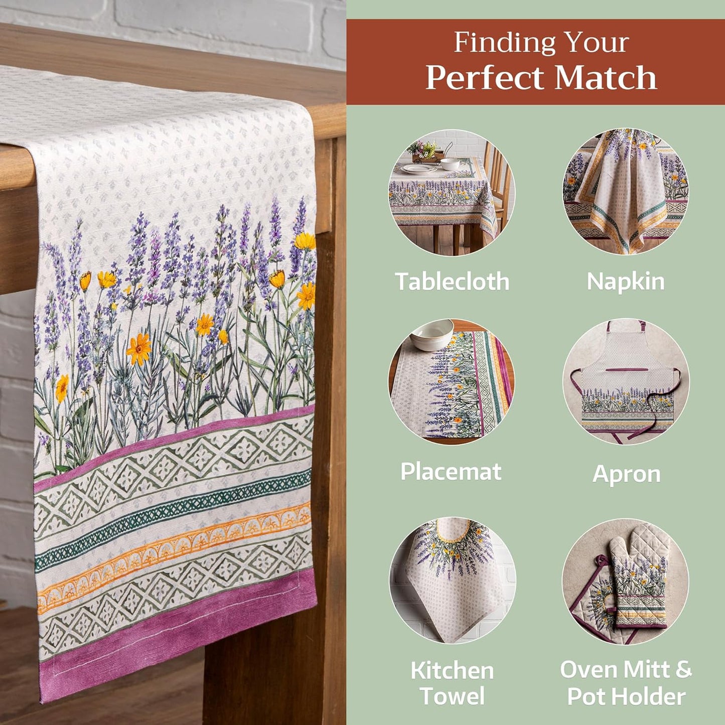 Maison d' Hermine Table Runner 100% Cotton Single Layer Table Runners 72 inches Long Decorative for Home Kitchen Dining Party Wedding Bridal Shower Spring Summer (Fanny Lavender, 14.50" x 72")