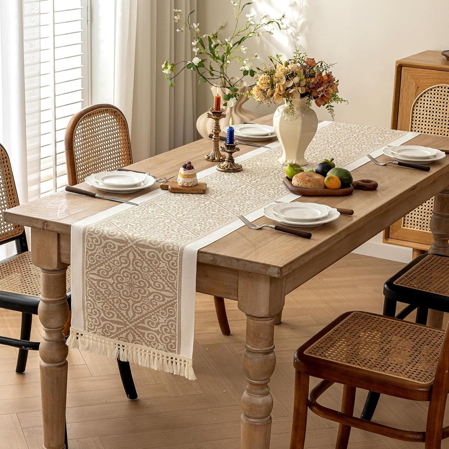 Table Runners 72 Inches Long Waterproof Boho Table Runner with Tassel Fringe,Table Runner for Party Coffee Table