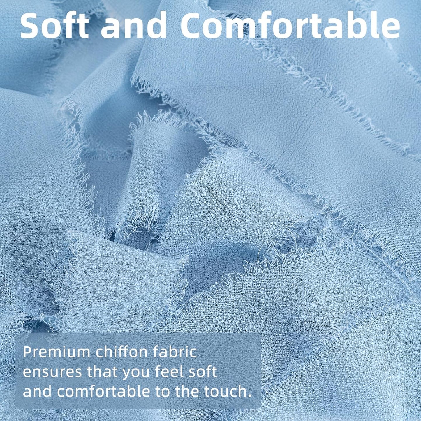 Dusty Blue Handmade Chiffon Ribbon,1.5Inch x 3 Rolls Total 24 Yards Dusty Blue Fringe Chiffon Silk Ribbon,for Wrapping Wedding Invitations,Bridal Bouquets,DIY Crafts,Home Decor and More