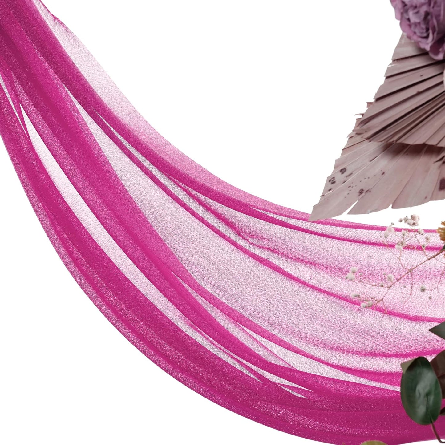 VDS Pack of 1 Panel (30 Inch X 30 Feet) Wedding Arch Draping Fabric Sheer Chiffon Fabric Drapery for Wedding Ceremony Reception Swag Backdrop Canopy Chuppah ARBO Altars Decoration (Magenta)
