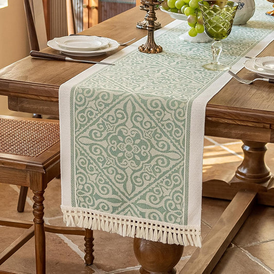 Table Runners 63 Inches,Waterproof Boho Table Runner with Tassel Fringe,Table Runner for Party Coffee Table
