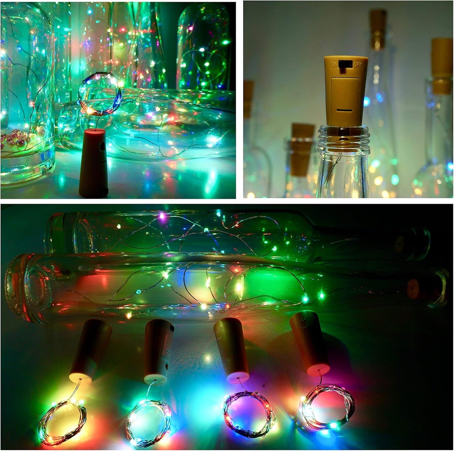 Wine Bottle Lights with Cork 15Pack 10 LED 40 Inches Battery Operated Silver Wire Liquor Fairy Mini String Lights for Party Christmas Halloween Wedding Decoration