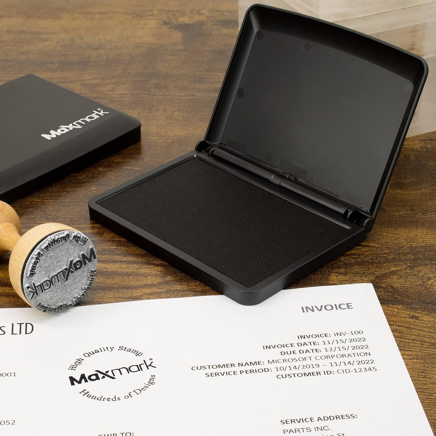 MaxMark Large Light Blue Stamp Pad - 2-3/4" by 4-1/4" - Premium Quality Felt Pad