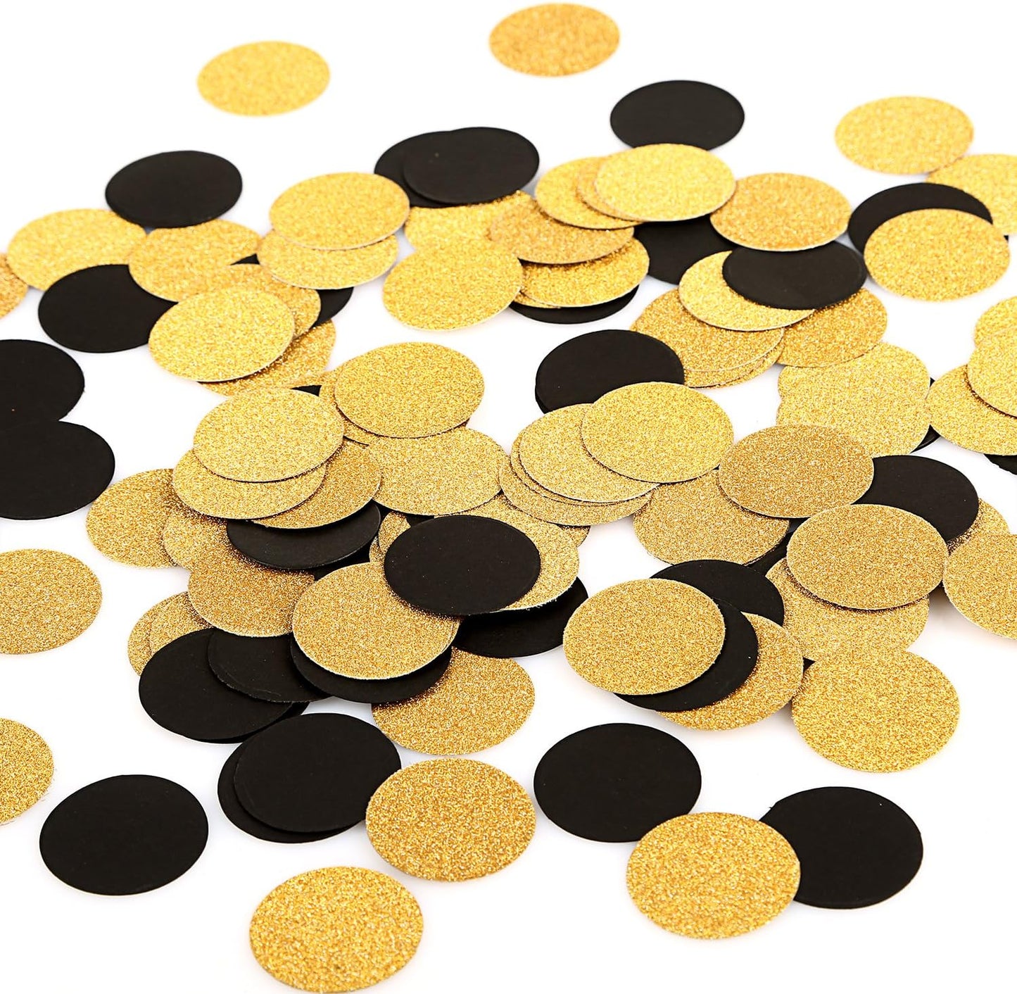 MOWO Glitter Confetti Circles Wedding Party Decor and Table Decor 1.2’’ in Diameter (glitter gold,black,200pc)