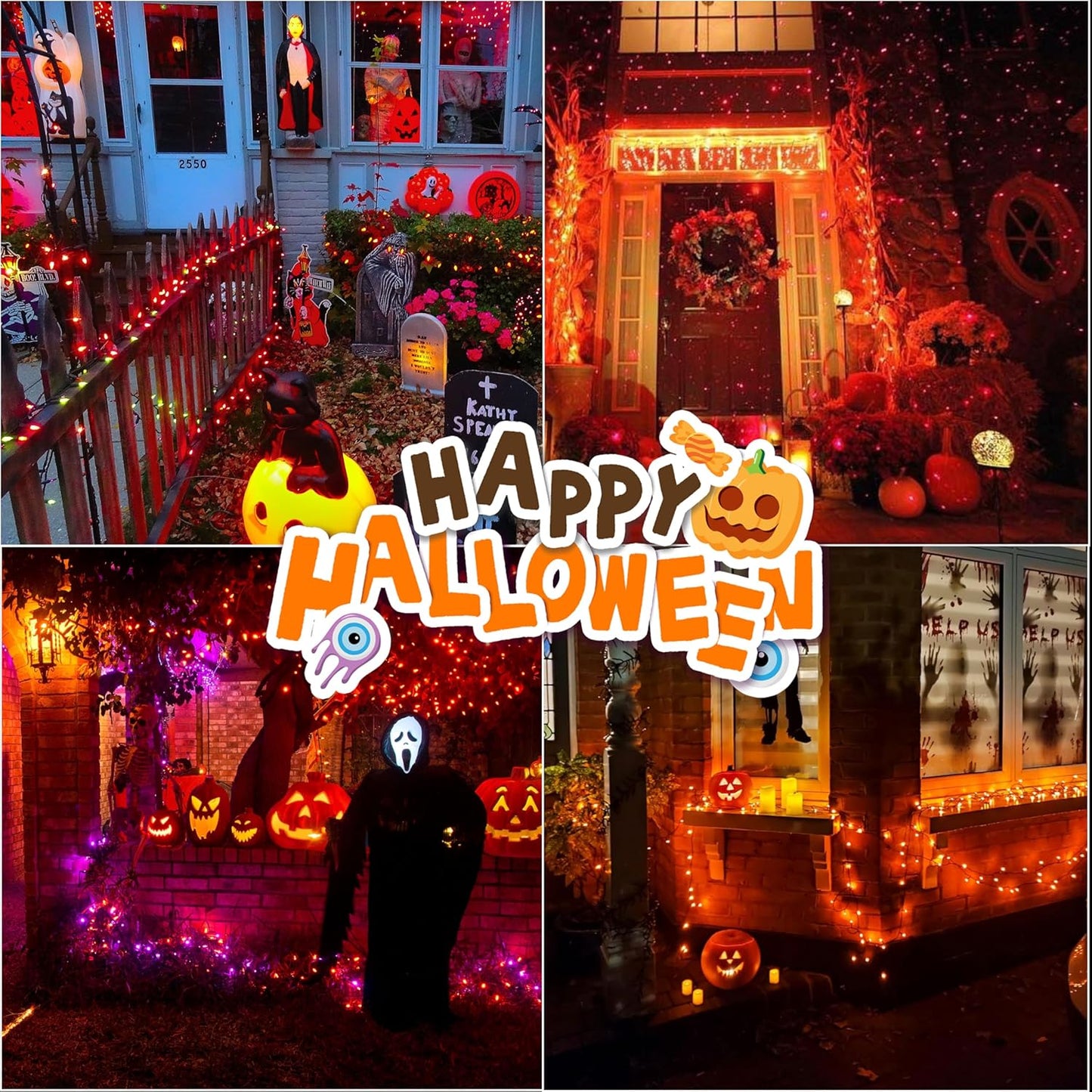 LAMPHOME 33ft Halloween Decorative Mini Lights, 100 LED Transparent Wire Fairy Starry String Lights Plug in, 11Lighting Modes, for Halloween Decoration Outdoor Xmas Tree Party Decoration (Orange)