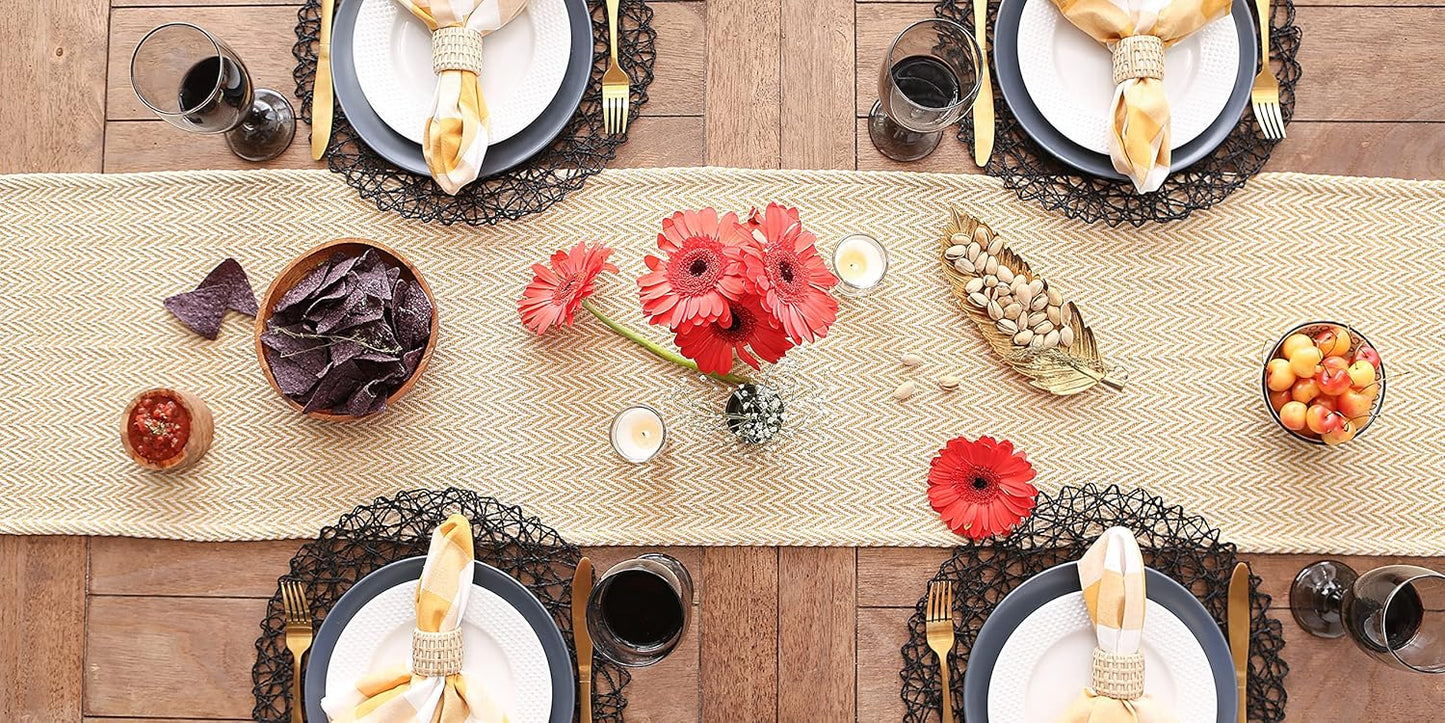 DII Woven Basic Tabletop Collection, Chevron Table Runner, 15x72, Honey Gold
