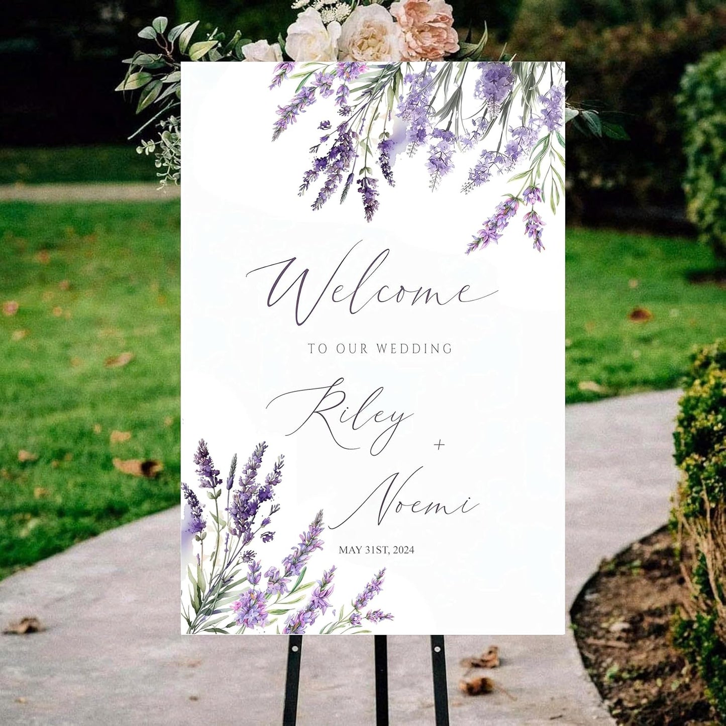 Generic Personalized Wedding Welcome Sign, 18x27 inches, Plastic, Modern Style, Rectangular, Wedding Theme, Event Guestbook