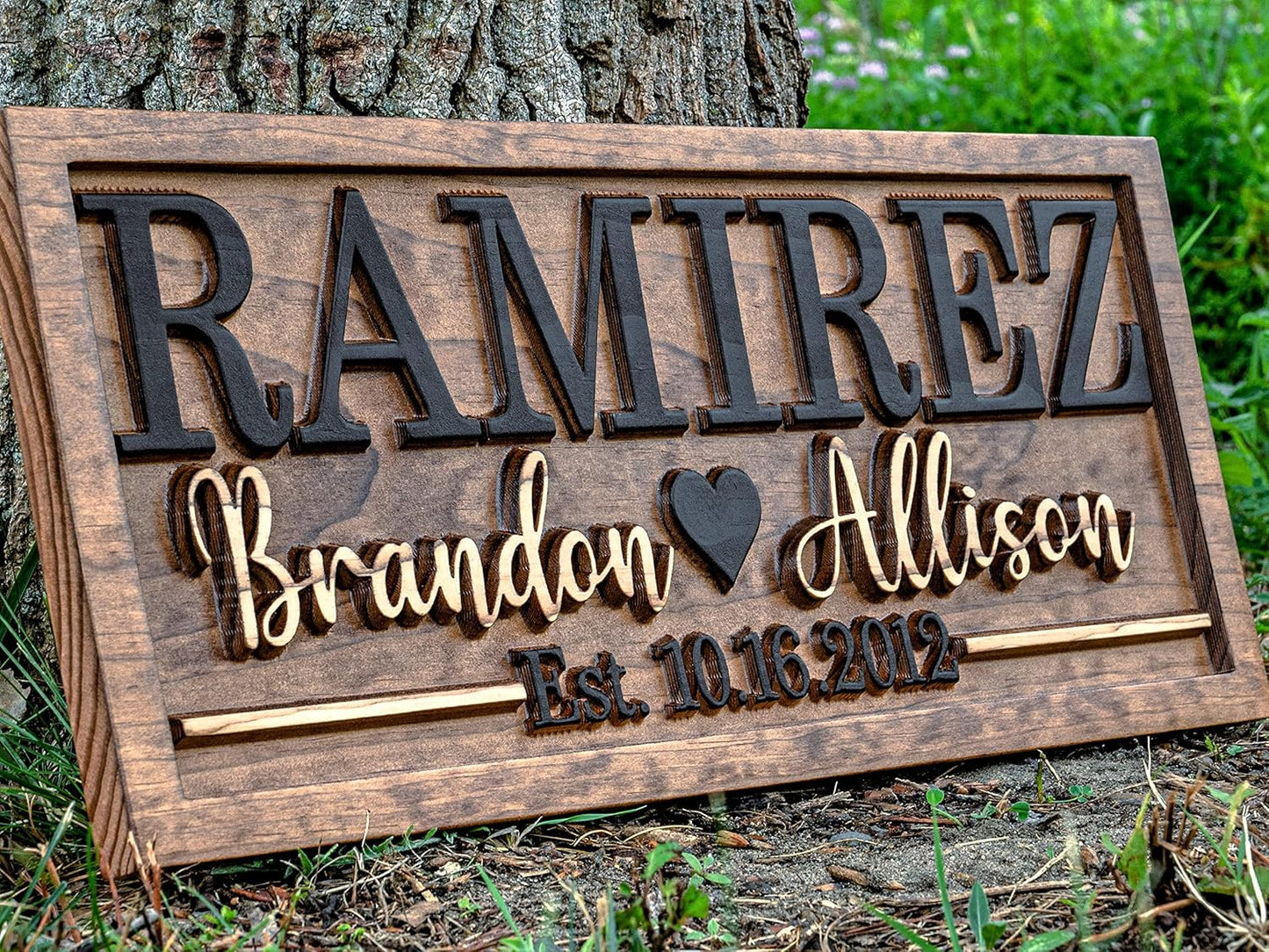 Bridal Shower Gift | Personalized Wedding Gift Last Name Established Sign | Anniversary | Engagement Gifts | Valentines Day Gift | Wood Wedding Sign | Name Heart Sign | Couples Gift