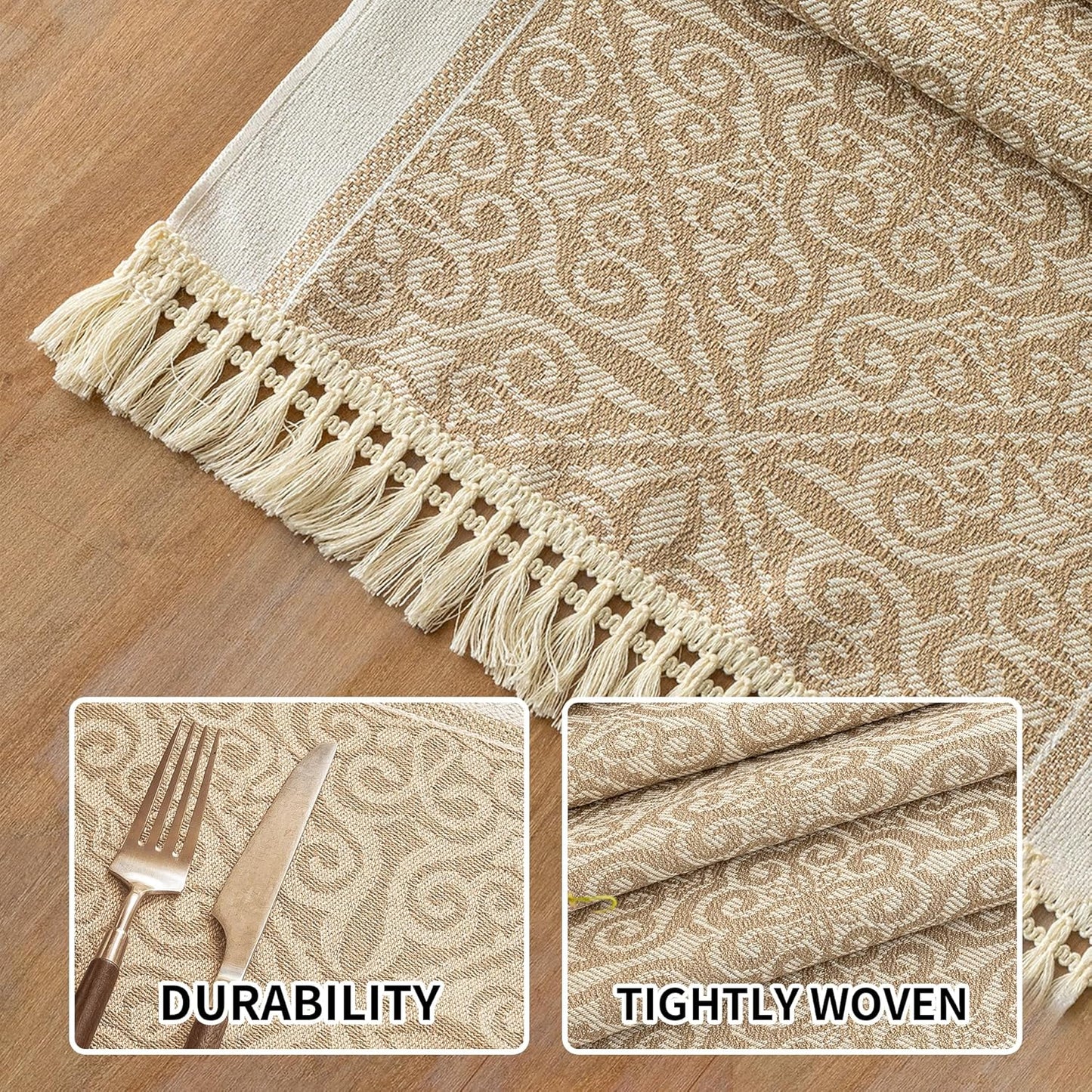 Placemats Set of 4,Waterproof Placemat with Tassel Fringe,Boho Placemats for Coffee Table Western Restaurant