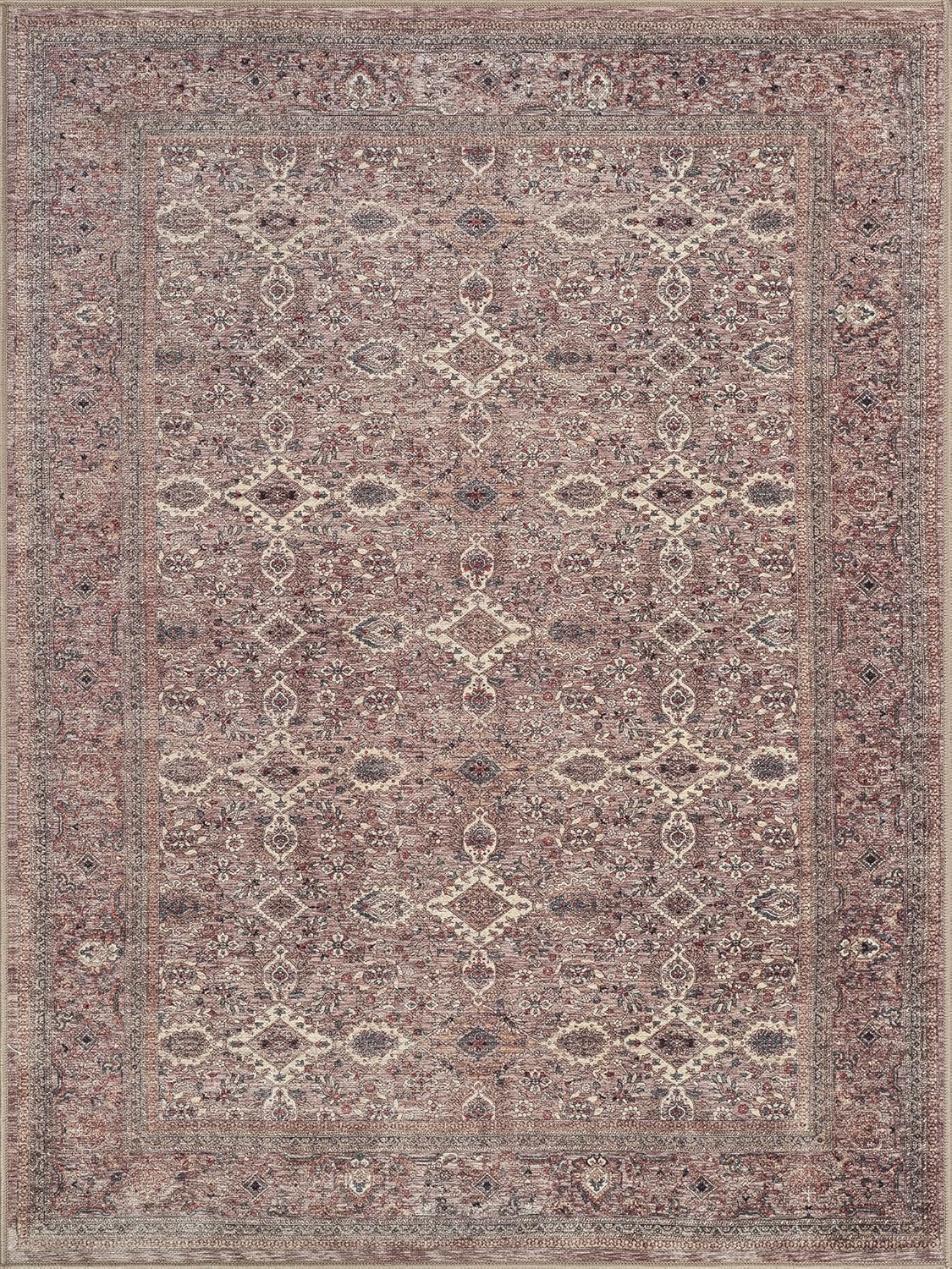 Bloom Rugs Washable Non-Slip 3' x 5' Rug - Beige Traditional Bordered Area Rug for Living Room, Bedroom, Dining Room, and Kitchen - Exact Size: 3' x 5'