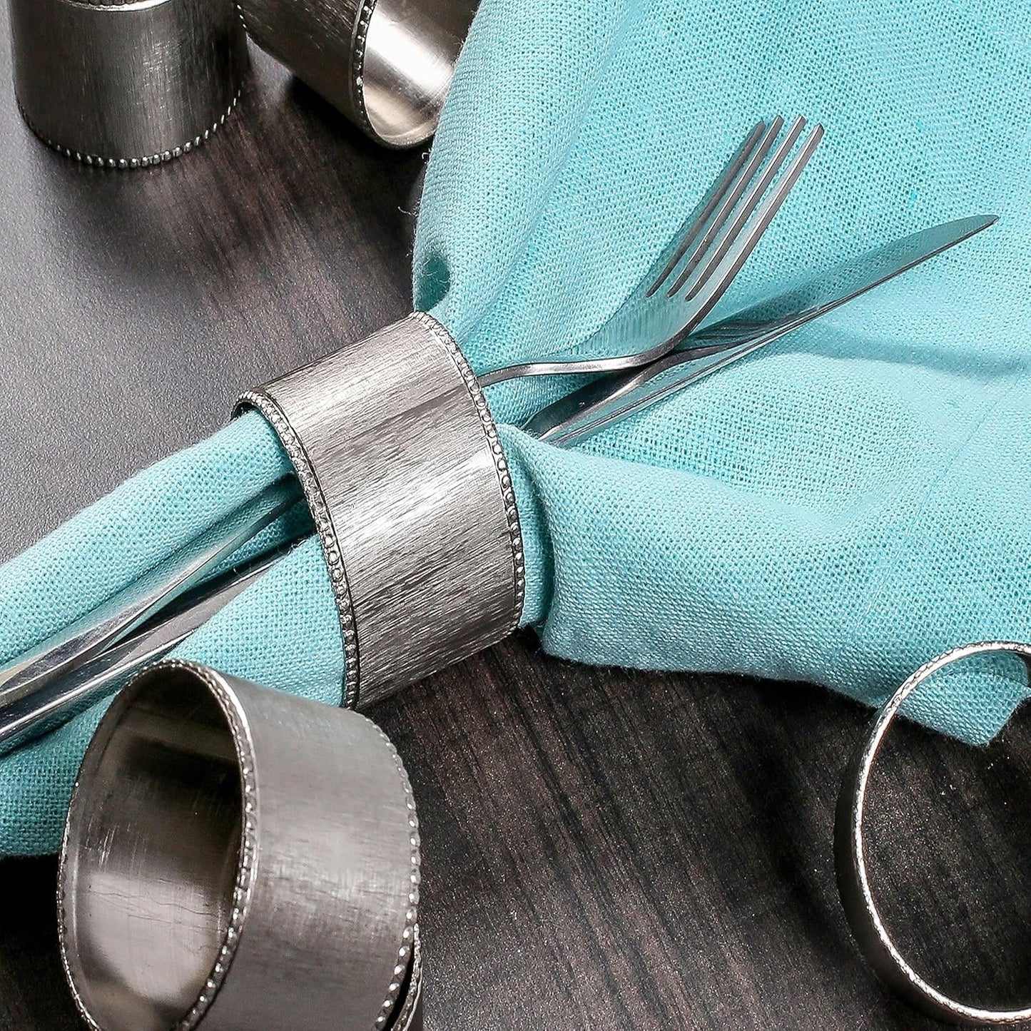 Silver Napkin Rings-12-Piece Set of Premium 100% Metal Rust-Resistant Décor - Handcrafted French-Style Metal Holders 2" for Thanksgiving, Christmas, Parties & Everyday Dining - ALPHA Living HOME