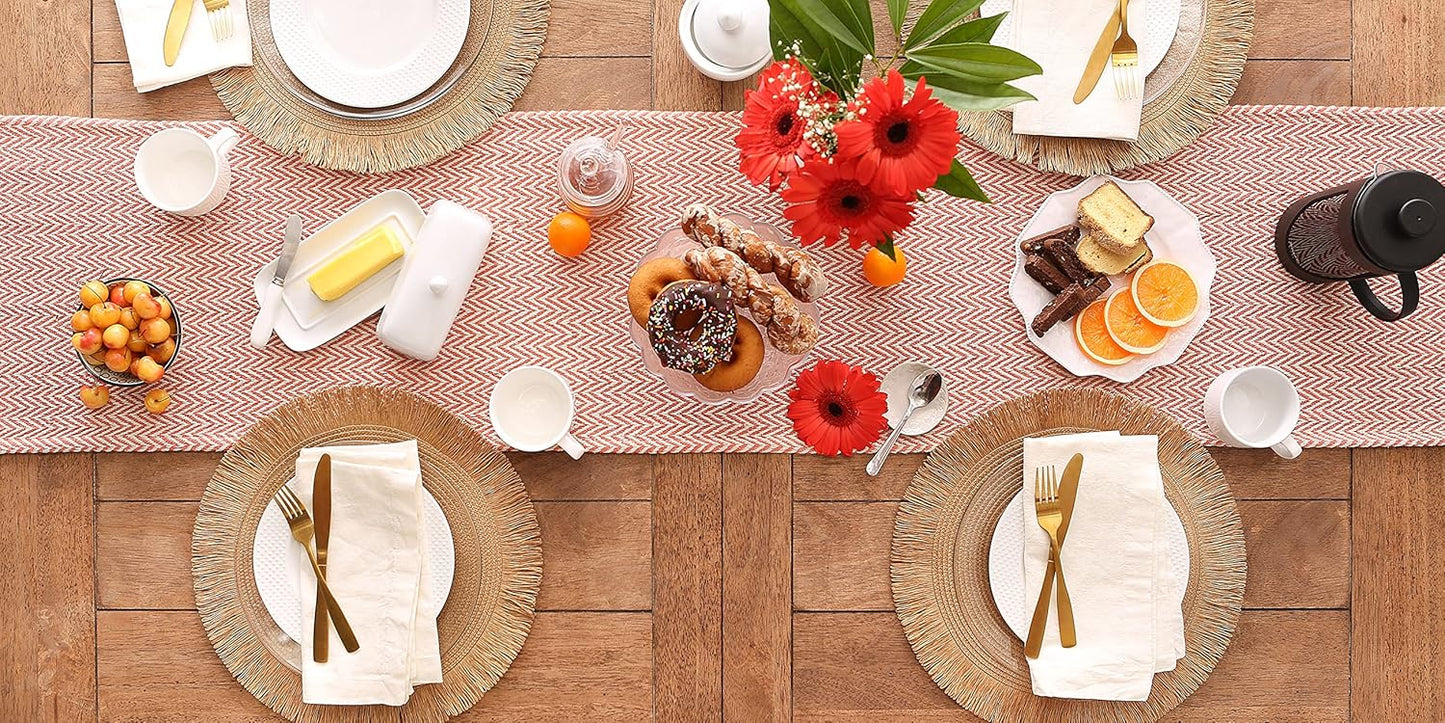 DII Woven Basic Tabletop Collection, Chevron Table Runner, 15x72, Spice