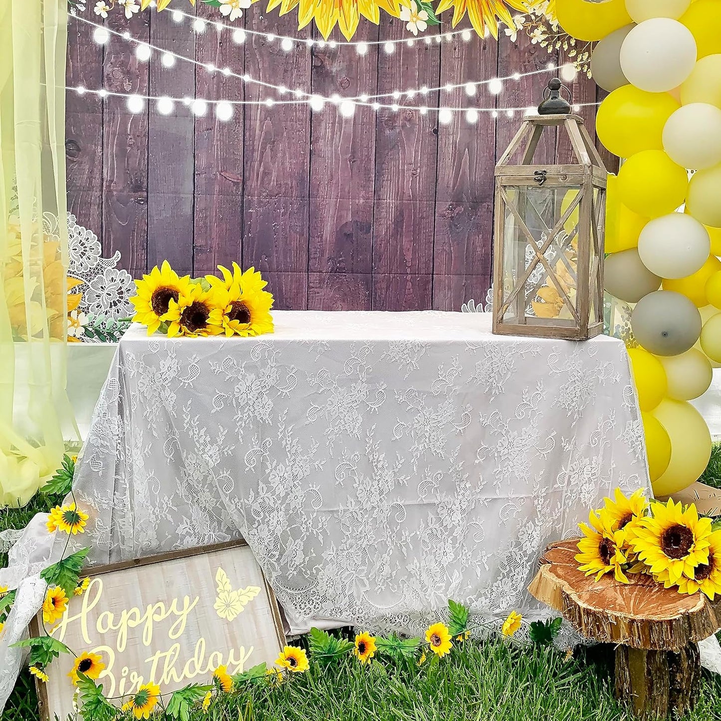 LuoluoHouse 2 Pack 60 x 120 Inch White Lace Rustic Table Cloths Vintage Farmhouse Table Fabric Wedding Outdoor Chic Decoration Embroidered Rectangle Table Linen