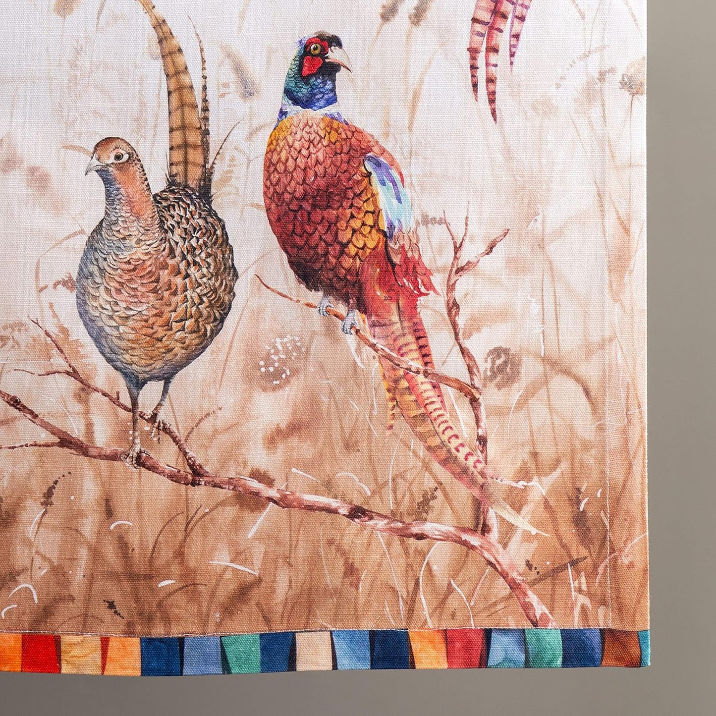 Maison d' Hermine Table Runner 100% Cotton Single Layer Table Runners 48 inches Long for Thanksgiving Christmas Decorations Home Kitchen Dining Party Wedding (Faisan D'Automne, 14.5" x 48")