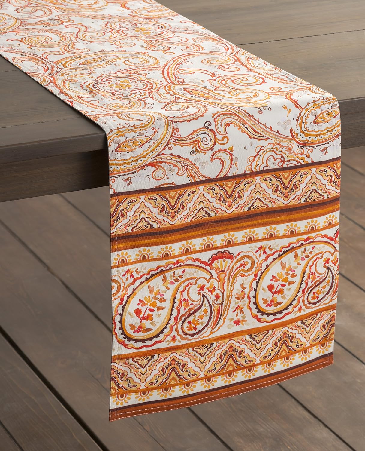 Maison d' Hermine Table Runner 100% Cotton Single Layer Table Runners 36 inches Long for Thanksgiving Christmas Decorations Home Kitchen Dining Party Wedding (Palatial Paisley, 14.5" x 36")