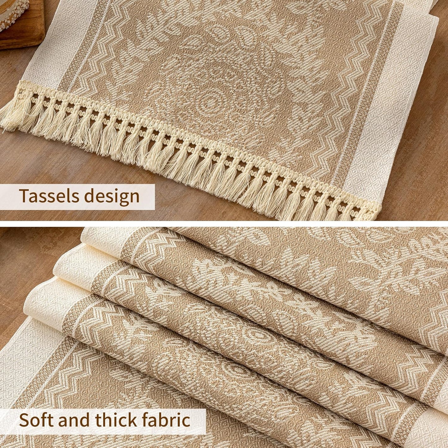 Table Runners 83 Inches,Waterproof Boho Table Runner with Tassel Fringe,Table Runner for Party Coffee Table