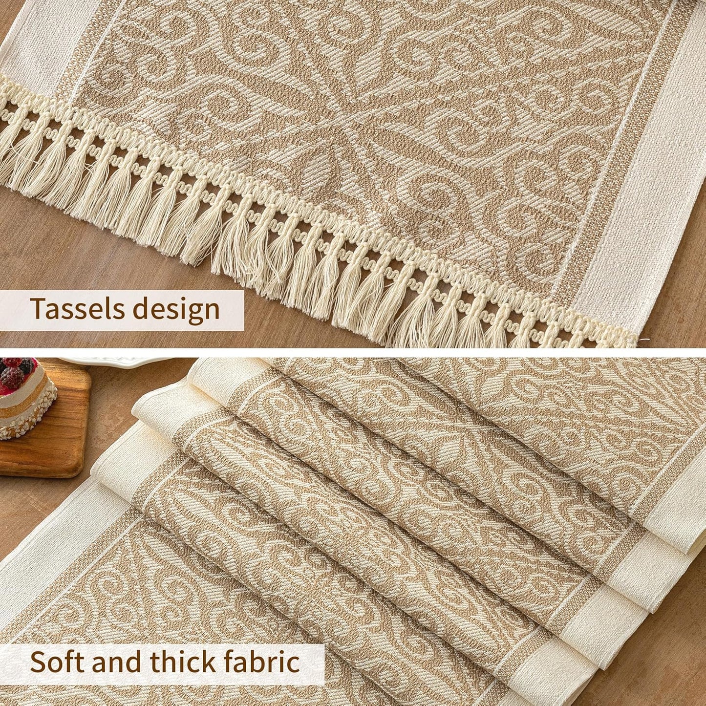 Table Runners 138 Inches,Waterproof Boho Table Runner with Tassel Fringe,Table Runner for Party Coffee Table