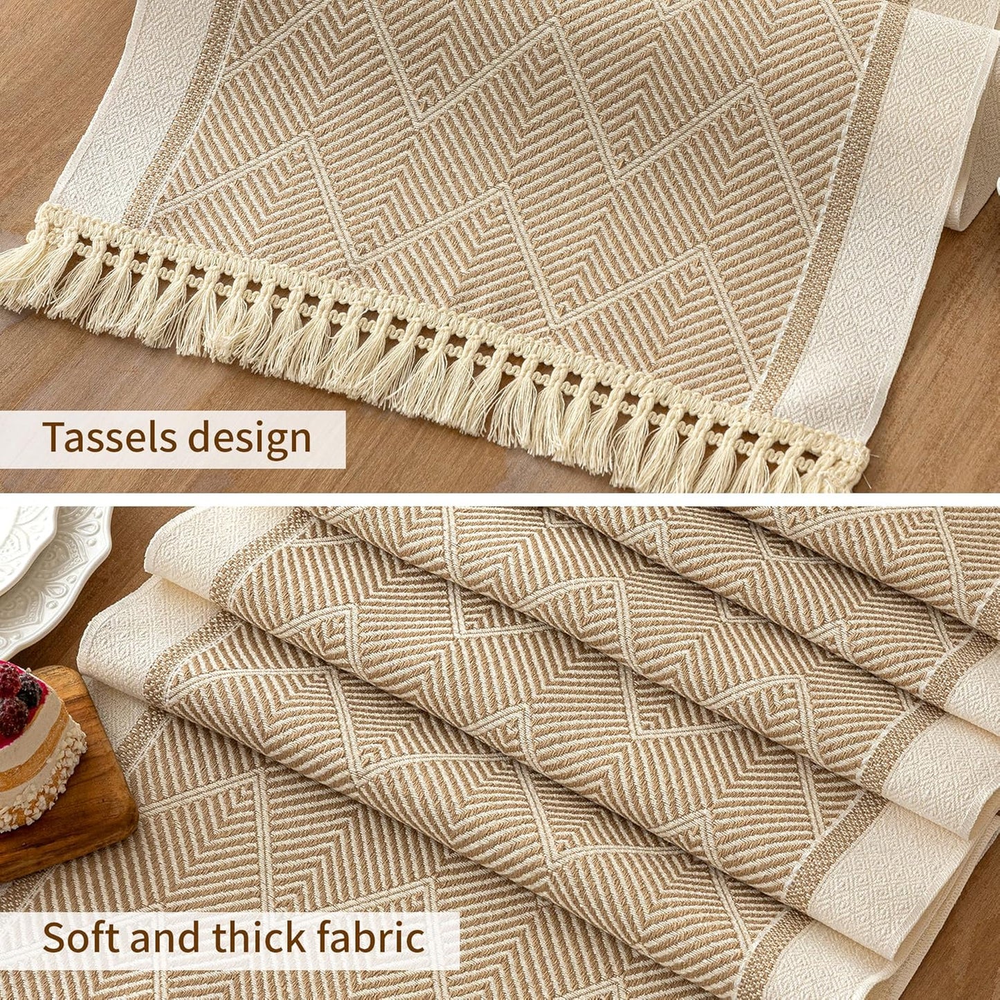 Table Runners 72 Inches Long Waterproof Boho Table Runner with Tassel Fringe,Table Runner for Party Coffee Table