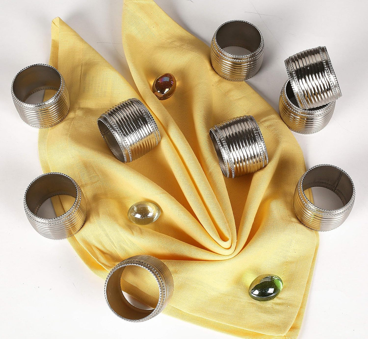 Silver Napkin Rings Set of 12 – Classic Metal Napkin Holders for Weddings, Dinner Parties, Family Gatherings, Holidays & Everyday Table Décor